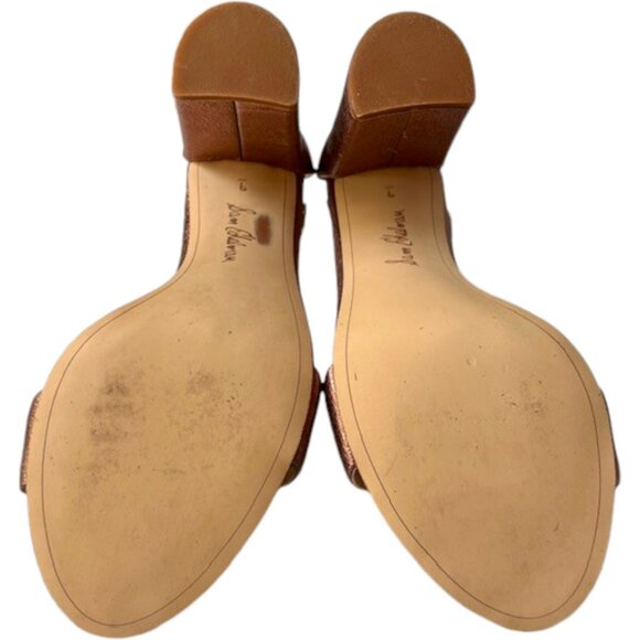 Sam Edelman Yaro Ankle Strap Heeled Crinkle Leather Sandals - Copper - 9 - Picture 12 of 14